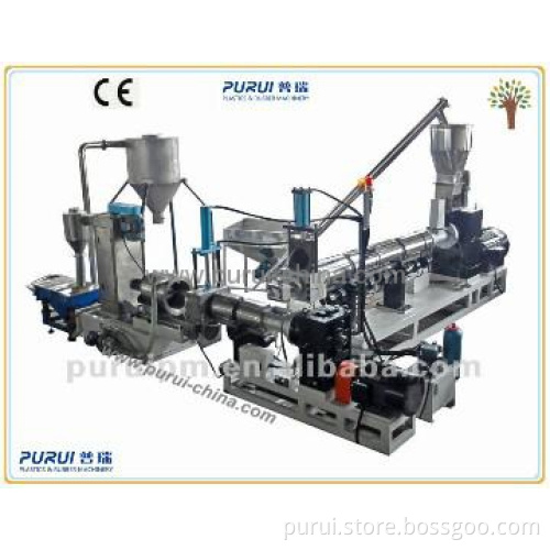 Double screw extrusion and pelletizing line